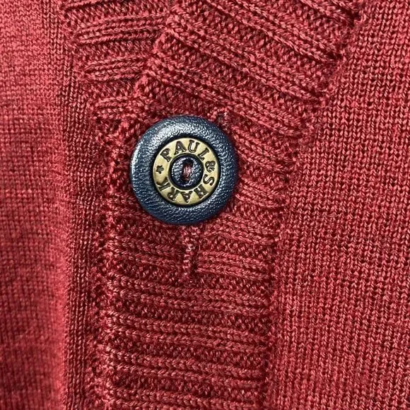 Paul & Shark Vintage Yachting Burgundy Wool Blend Cardigan Sweater Size M